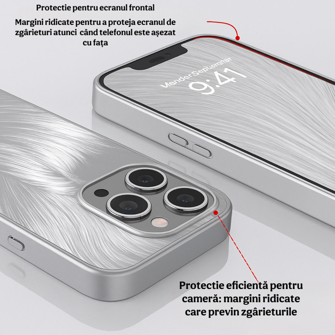 Husa de Protectie Pentru iPhone  MagSafe, model cu efect 3D tip Pana, design elegant si protectie completa inclusiv Lentile impotriva socurilor si zgarieturilor