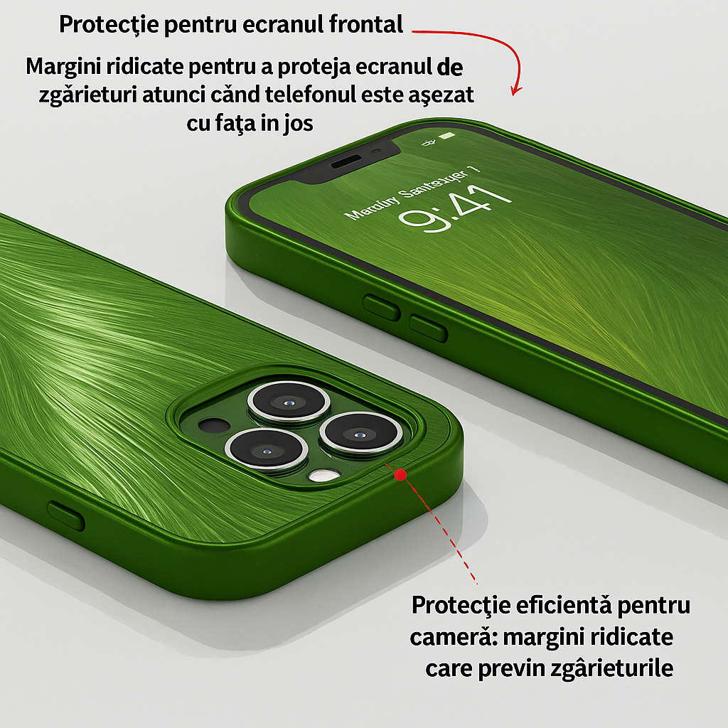 Husa de Protectie Pentru iPhone  MagSafe, model cu efect 3D tip Pana, design elegant si protectie completa inclusiv Lentile impotriva socurilor si zgarieturilor
