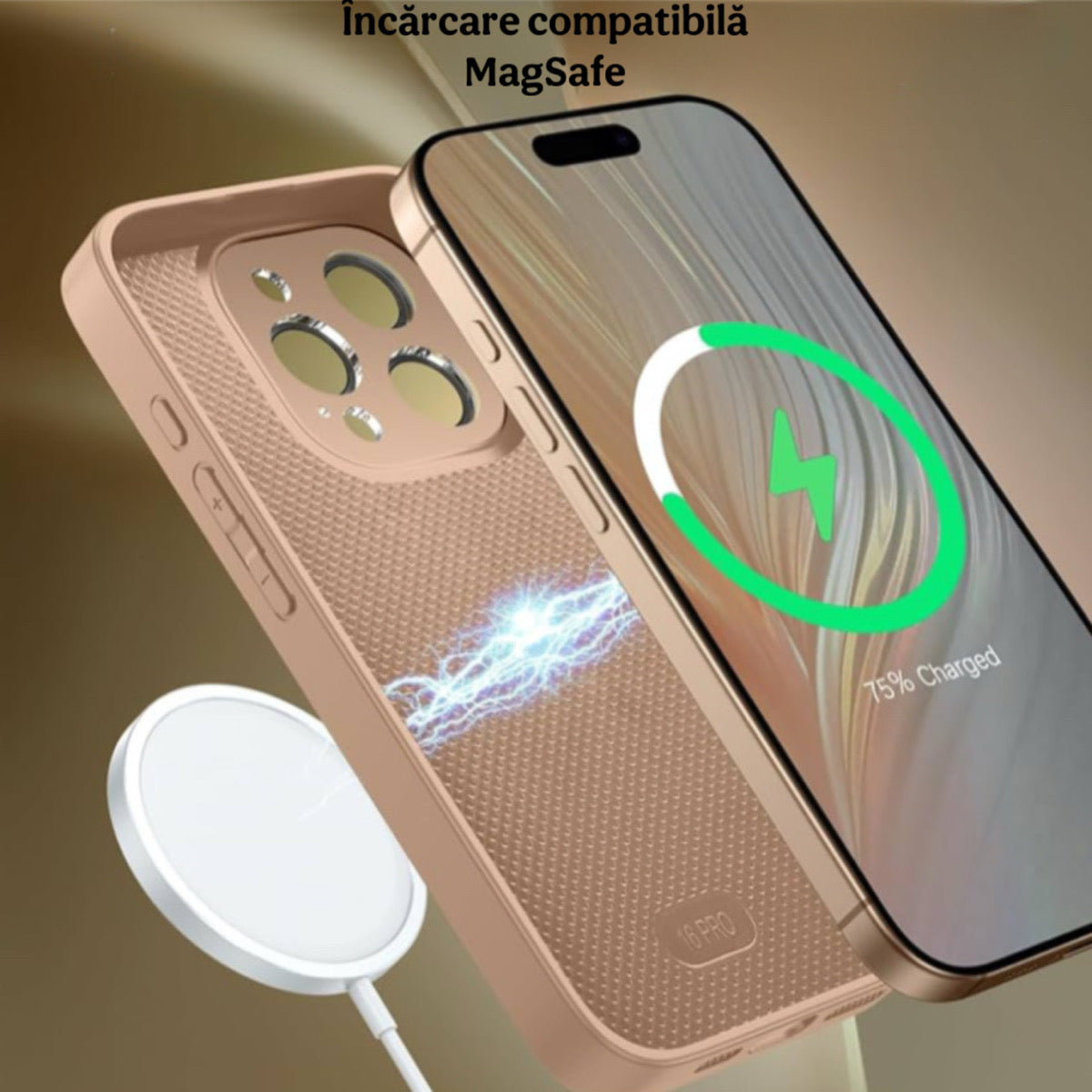 Husa de Protectie Pentru iPhone  MagSafe, model cu efect 3D tip Pana, design elegant si protectie completa inclusiv Lentile impotriva socurilor si zgarieturilor