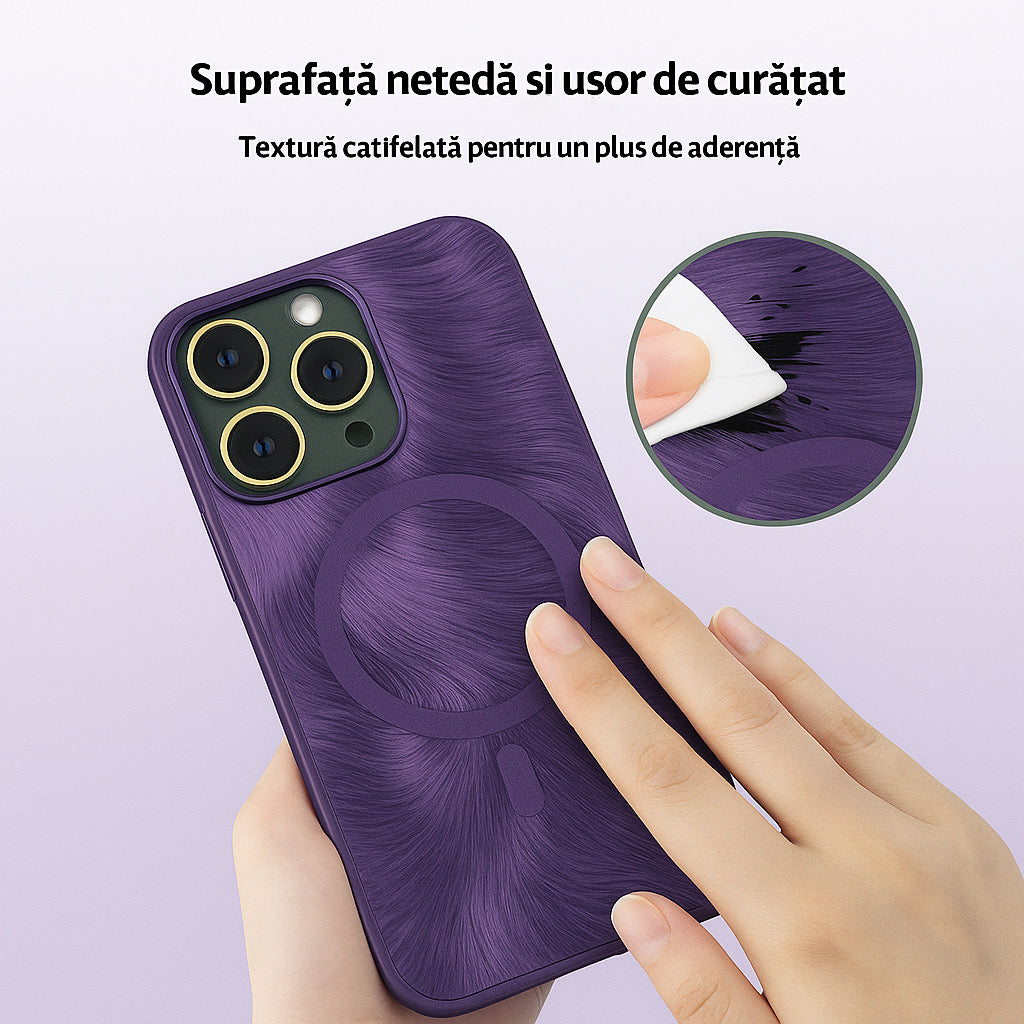Husa de Protectie Pentru iPhone  MagSafe, model cu efect 3D tip Pana, design elegant si protectie completa inclusiv Lentile impotriva socurilor si zgarieturilor