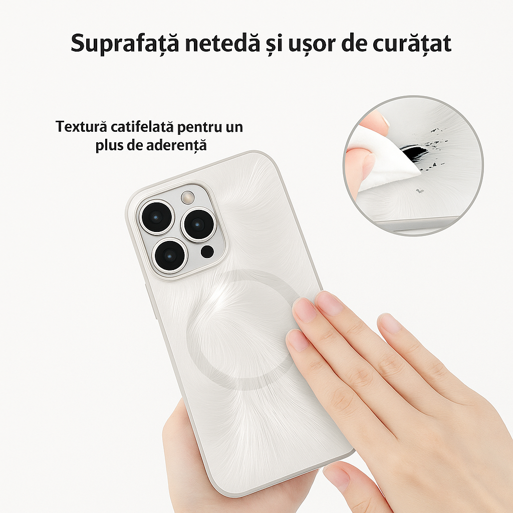 Husa de Protectie Pentru iPhone  MagSafe, model cu efect 3D tip Pana, design elegant si protectie completa inclusiv Lentile impotriva socurilor si zgarieturilor