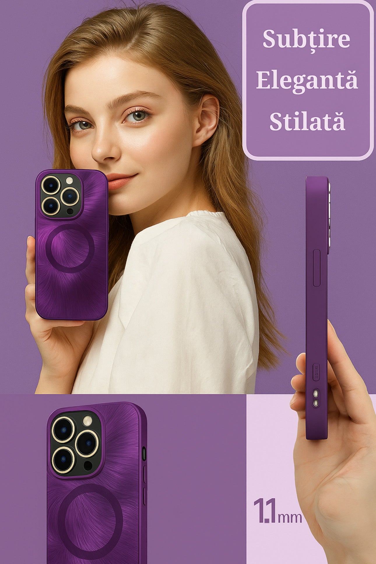 Husa de Protectie Pentru iPhone  MagSafe, model cu efect 3D tip Pana, design elegant si protectie completa inclusiv Lentile impotriva socurilor si zgarieturilor