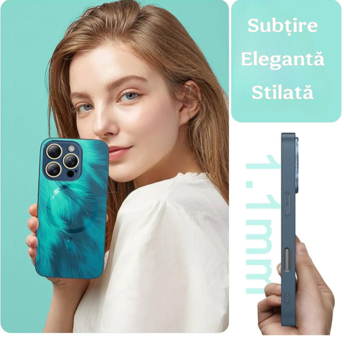 Husa de Protectie Pentru iPhone  MagSafe, model cu efect 3D tip Pana, design elegant si protectie completa inclusiv Lentile impotriva socurilor si zgarieturilor