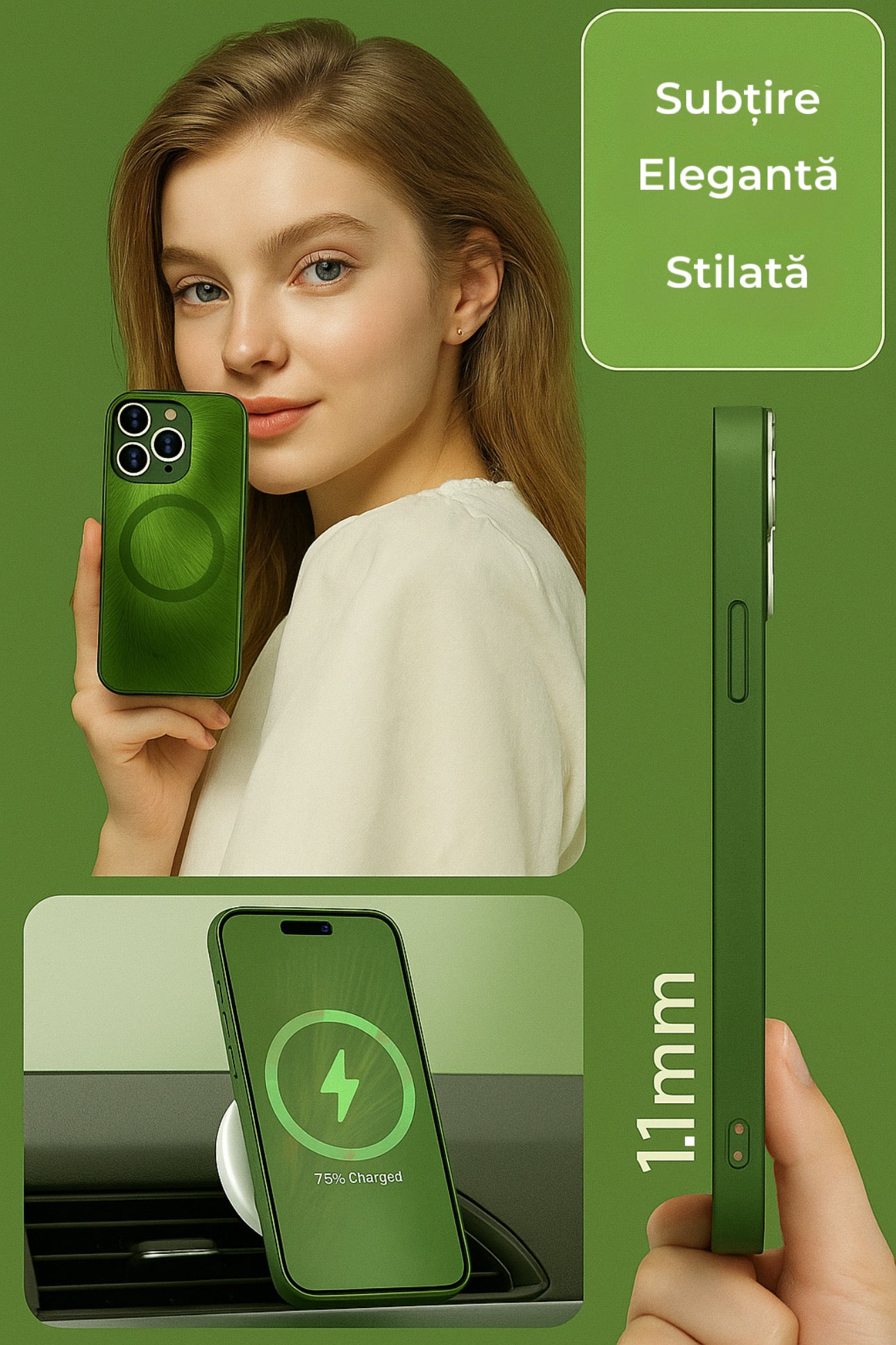 Husa de Protectie Pentru iPhone  MagSafe, model cu efect 3D tip Pana, design elegant si protectie completa inclusiv Lentile impotriva socurilor si zgarieturilor