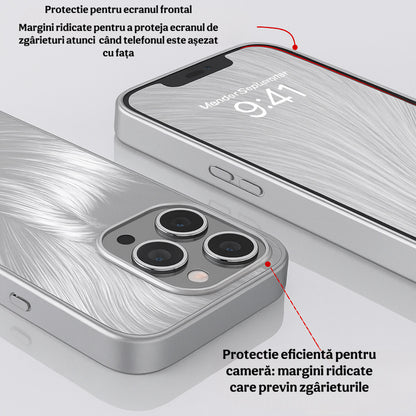 Husa de Protectie Pentru iPhone  MagSafe, model cu efect 3D tip Pana, design elegant si protectie completa inclusiv Lentile impotriva socurilor si zgarieturilor