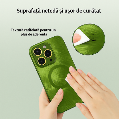 Husa de Protectie Pentru iPhone  MagSafe, model cu efect 3D tip Pana, design elegant si protectie completa inclusiv Lentile impotriva socurilor si zgarieturilor