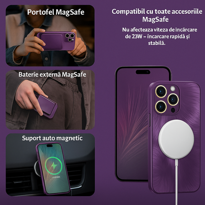 Husa de Protectie Pentru iPhone  MagSafe, model cu efect 3D tip Pana, design elegant si protectie completa inclusiv Lentile impotriva socurilor si zgarieturilor