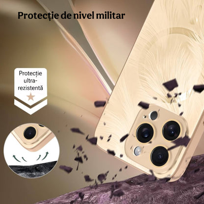 Husa de Protectie Pentru iPhone  MagSafe, model cu efect 3D tip Pana, design elegant si protectie completa inclusiv Lentile impotriva socurilor si zgarieturilor