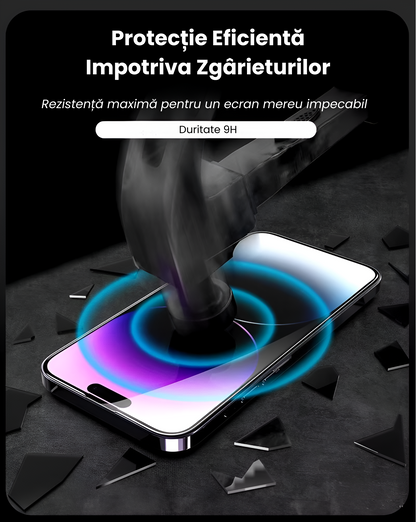 Set 2 x Folie Privacy Glass sau Transparenta Fara Margini Negre Pentru Iphone/Samsung, Sticla Securizata, Ez Fit instalare usoara cu EASYAPP pentru indepartarea prafului, SLSpeed, Anti-zgarieturi, Anti-amprenta, Anti-explozie, Anti-soc
