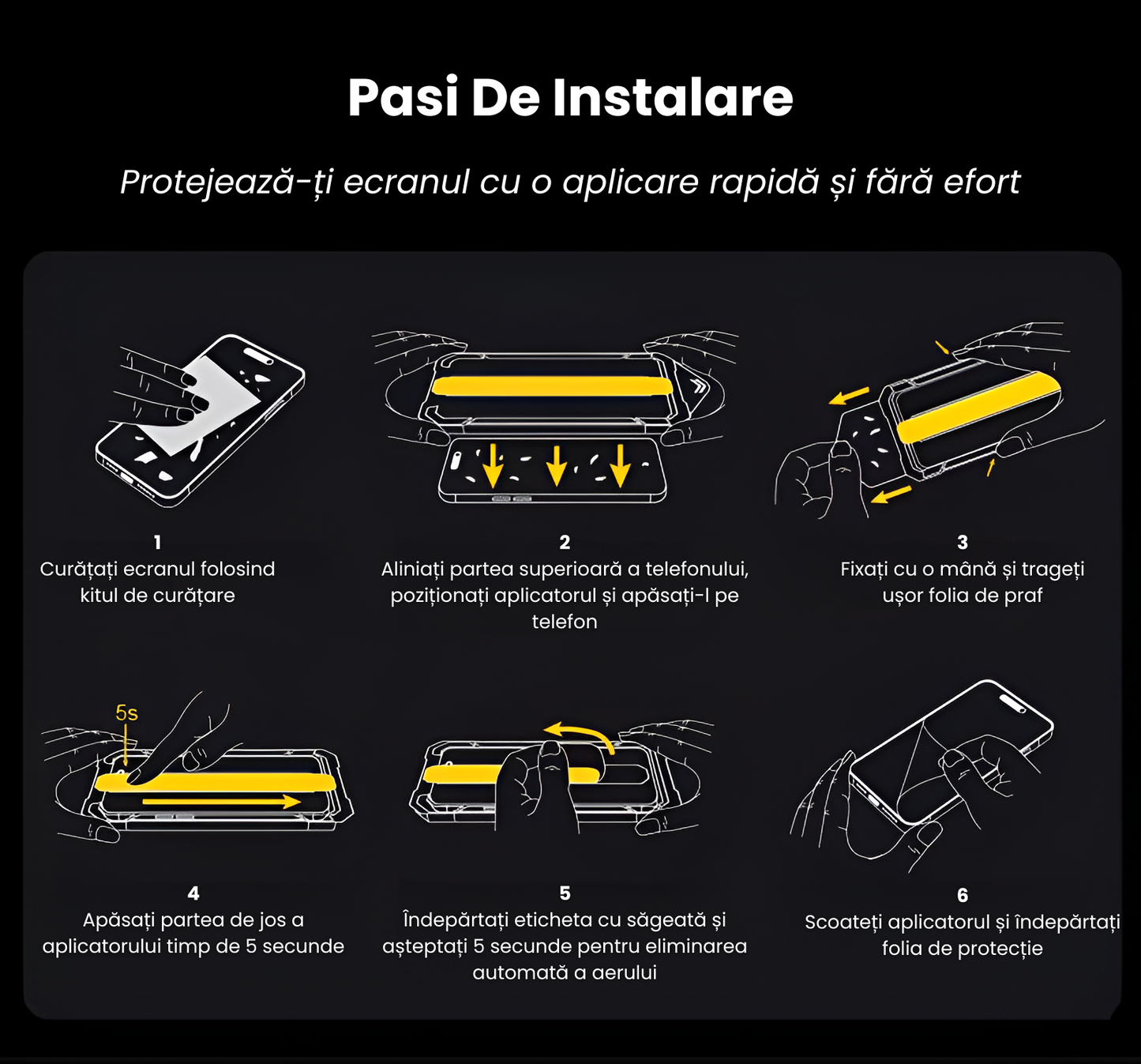 Set 2 x Folie Privacy Glass sau Transparenta Fara Margini Negre Pentru Iphone/Samsung, Sticla Securizata, Ez Fit instalare usoara cu EASYAPP pentru indepartarea prafului, SLSpeed, Anti-zgarieturi, Anti-amprenta, Anti-explozie, Anti-soc