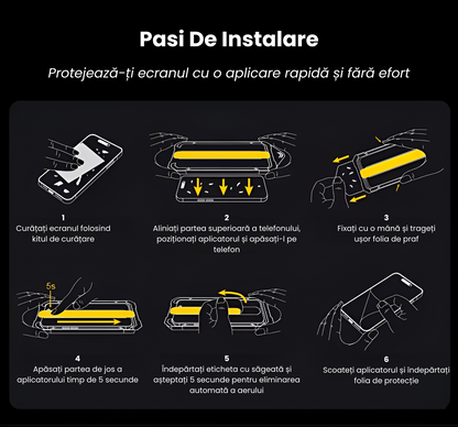 Set 2 x Folie Privacy Glass sau Transparenta Fara Margini Negre Pentru Iphone/Samsung, Sticla Securizata, Ez Fit instalare usoara cu EASYAPP pentru indepartarea prafului, SLSpeed, Anti-zgarieturi, Anti-amprenta, Anti-explozie, Anti-soc