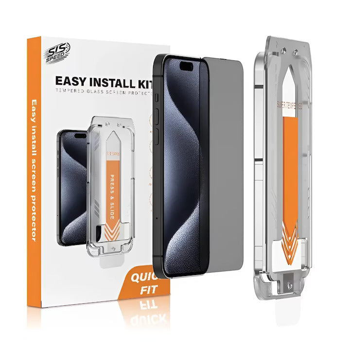 Set 2 x Folie Privacy Glass sau Transparenta Fara Margini Negre Pentru Iphone/Samsung, Sticla Securizata, Ez Fit instalare usoara cu EASYAPP pentru indepartarea prafului, SLSpeed, Anti-zgarieturi, Anti-amprenta, Anti-explozie, Anti-soc